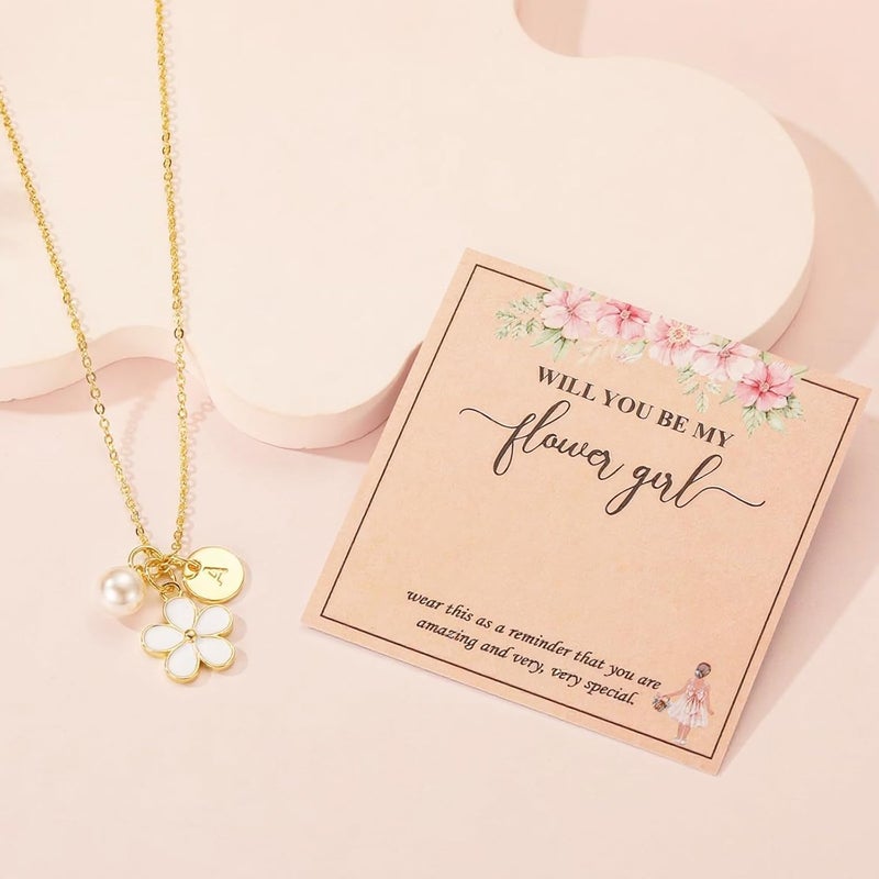 ELLEZZA Valentines Day Gifts for Kids-Flower Girl Gift,Initial Letter Necklace for Flower Girl,14K Gold Plated Proposal Gifts on Wedding Bridal Party - Image 5